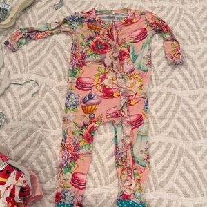 Posh Peanut Pink Floral and Treats Kids One Piece